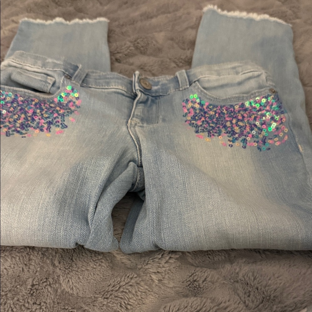 GAP Light Blue Jeans with Purple Sequin Accents